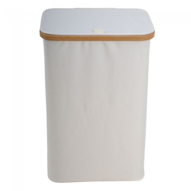 Καλάθι απλύτων από μπαμπού/ύφασμα σε χρώμα φυσικό/εκρού 40x30x60