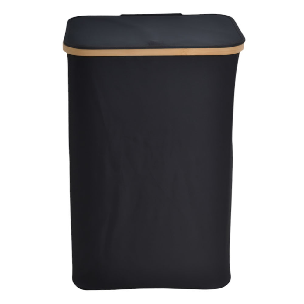 Καλάθι απλύτων από μπαμπού/ύφασμα σε χρώμα φυσικό/μαύρο 40x30x60