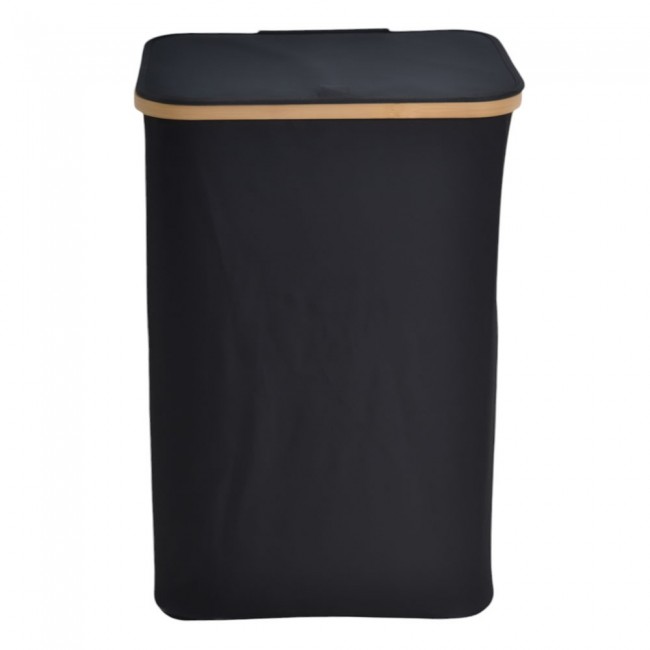 Καλάθι απλύτων από μπαμπού/ύφασμα σε χρώμα φυσικό/μαύρο 40x30x60