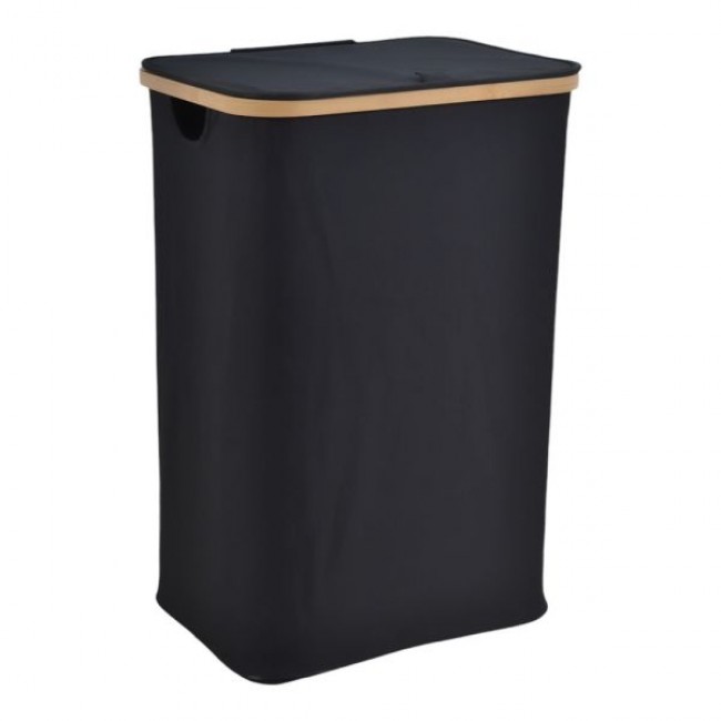 Καλάθι απλύτων από μπαμπού/ύφασμα σε χρώμα φυσικό/μαύρο 40x30x60