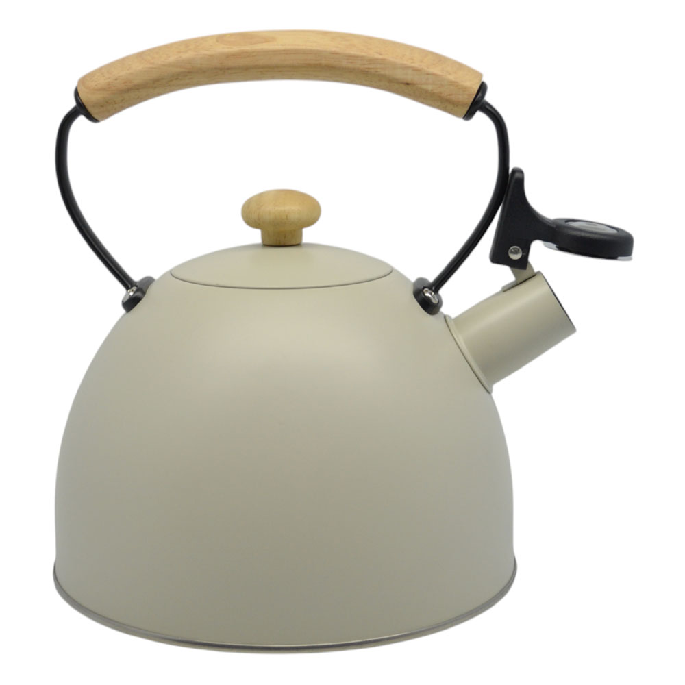 Τσαγιέρα ανοξείδωτη με ξύλινη λαβή σε χρώμα μπεζ 2,5lt Φ19x22