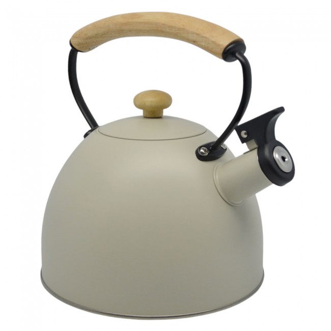 Τσαγιέρα ανοξείδωτη με ξύλινη λαβή σε χρώμα μπεζ 2,5lt Φ19x22