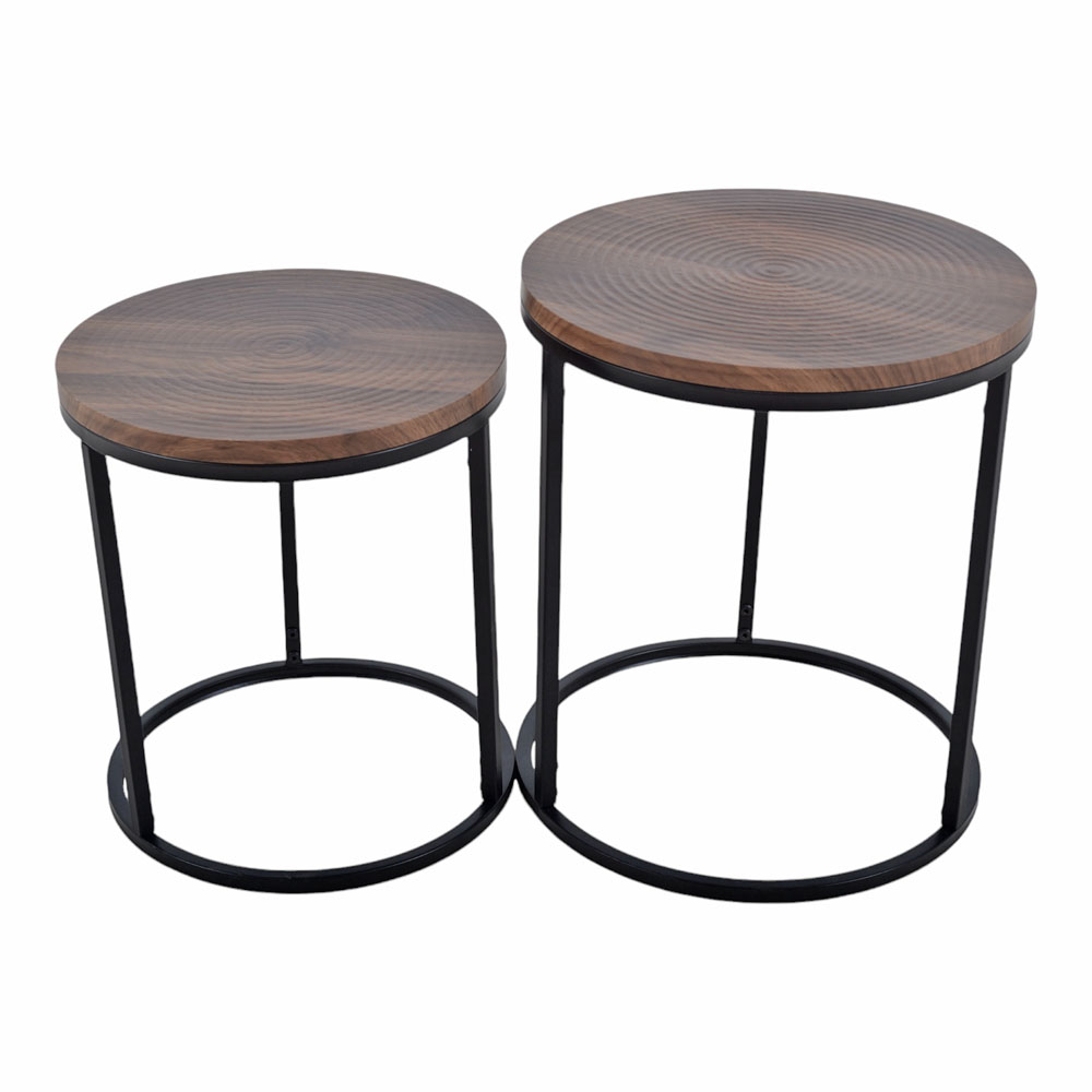 Τραπέζι βοηθητικό από μέταλλο/ξύλο σε χρώμα μαύρο/καρυδί Φ35x40