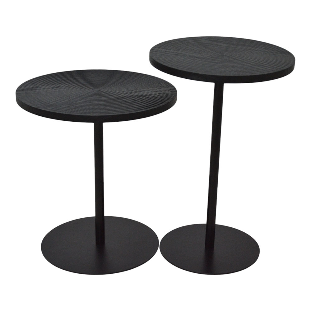 Τραπέζι βοηθητικό από μέταλλο/ξύλο σε χρώμα μαύρο Φ40x43