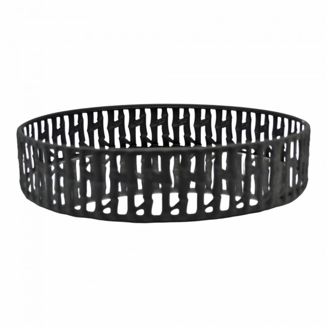 Διακοσμητικός δίσκος με καθρέπτη από μέταλλο σε μαύρο χρώμα Φ24.5x5