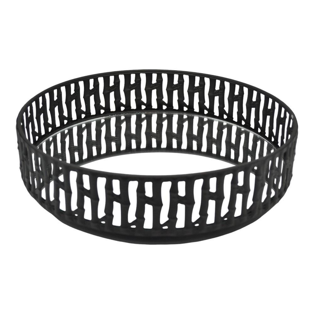 Διακοσμητικός δίσκος με καθρέπτη από μέταλλο σε μαύρο χρώμα Φ24.5x5