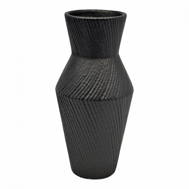 Διακοσμητικό βάζο κεραμικό σε χρώμα μαύρο ματ 12x12x25