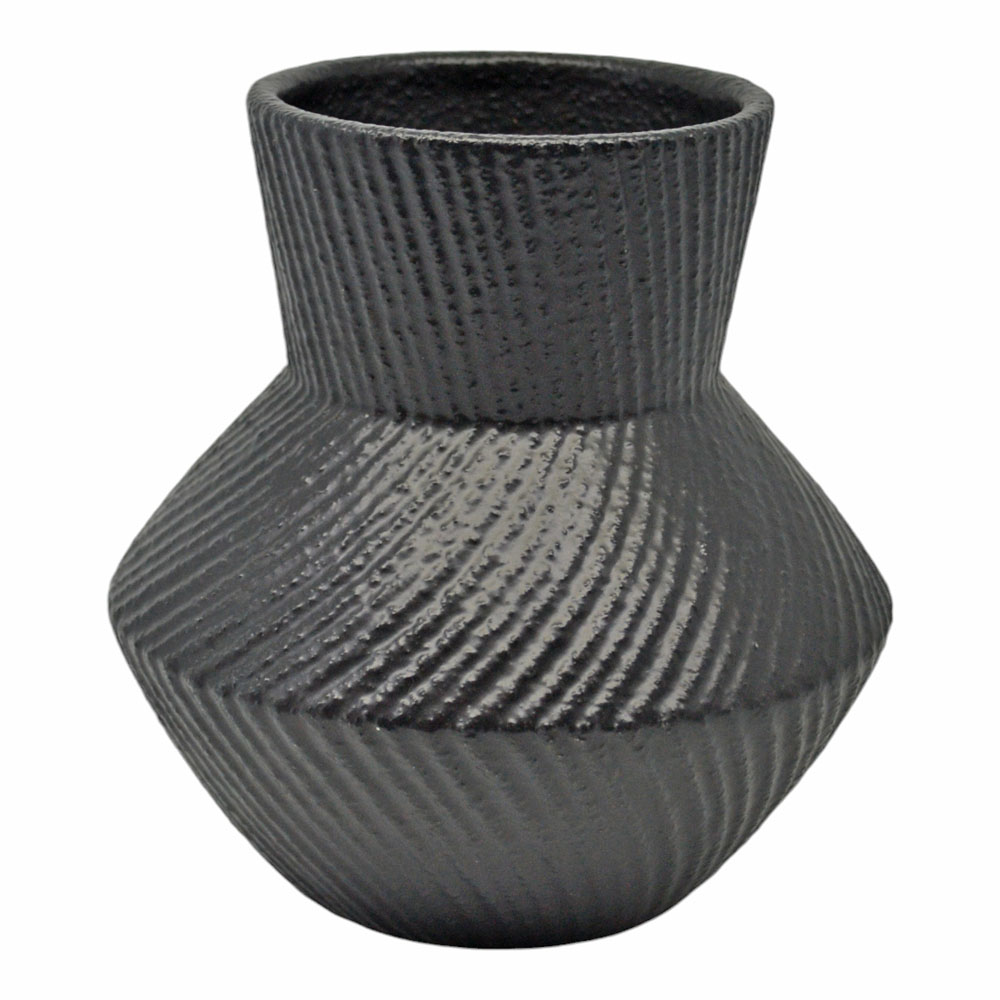 Διακοσμητικό βάζο κεραμικό σε χρώμα μαύρο ματ 17.5x17.5x18