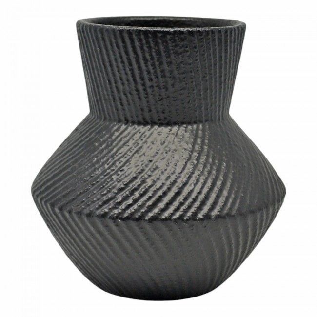 Διακοσμητικό βάζο κεραμικό σε χρώμα μαύρο ματ 17.5x17.5x18
