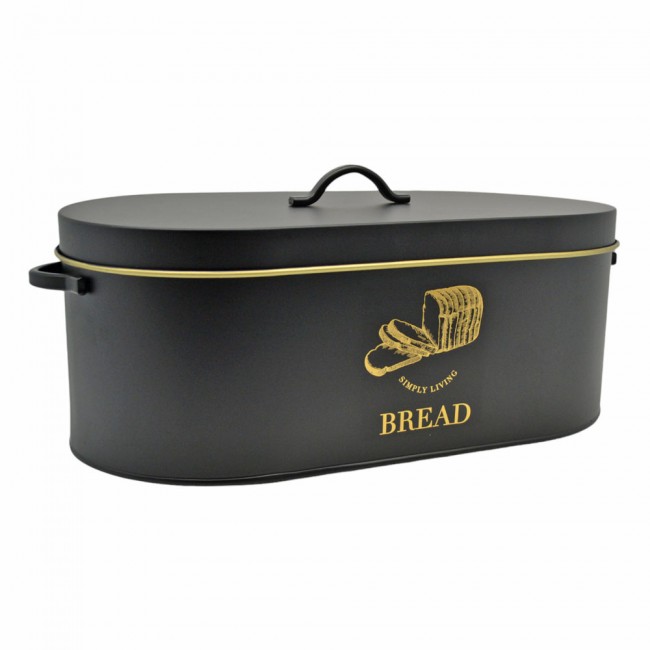 Ψωμιέρα μεταλλική σε χρώμα μαύρο ματ/χρυσό 34.5x18x15