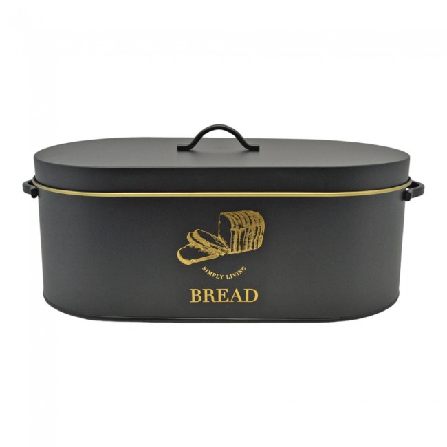 Ψωμιέρα μεταλλική σε χρώμα μαύρο ματ/χρυσό 34.5x18x15