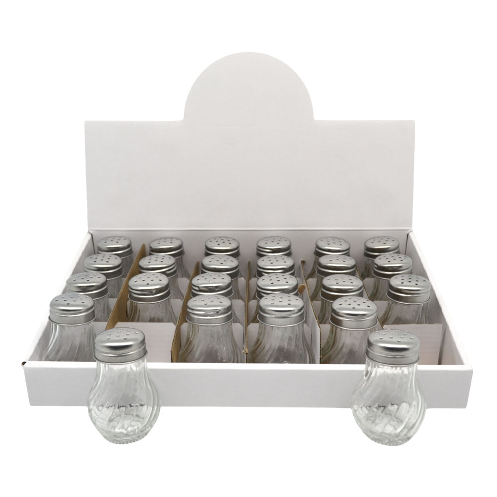 Σετ 24τμχ βαζάκια μπαχαρικών γυάλινα με ανοξείδωτο καπάκι 50ml 4.8x4.8x7