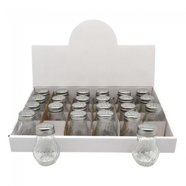 Σετ 24τμχ βαζάκια μπαχαρικών γυάλινα με ανοξείδωτο καπάκι 50ml 4.8x4.8x7