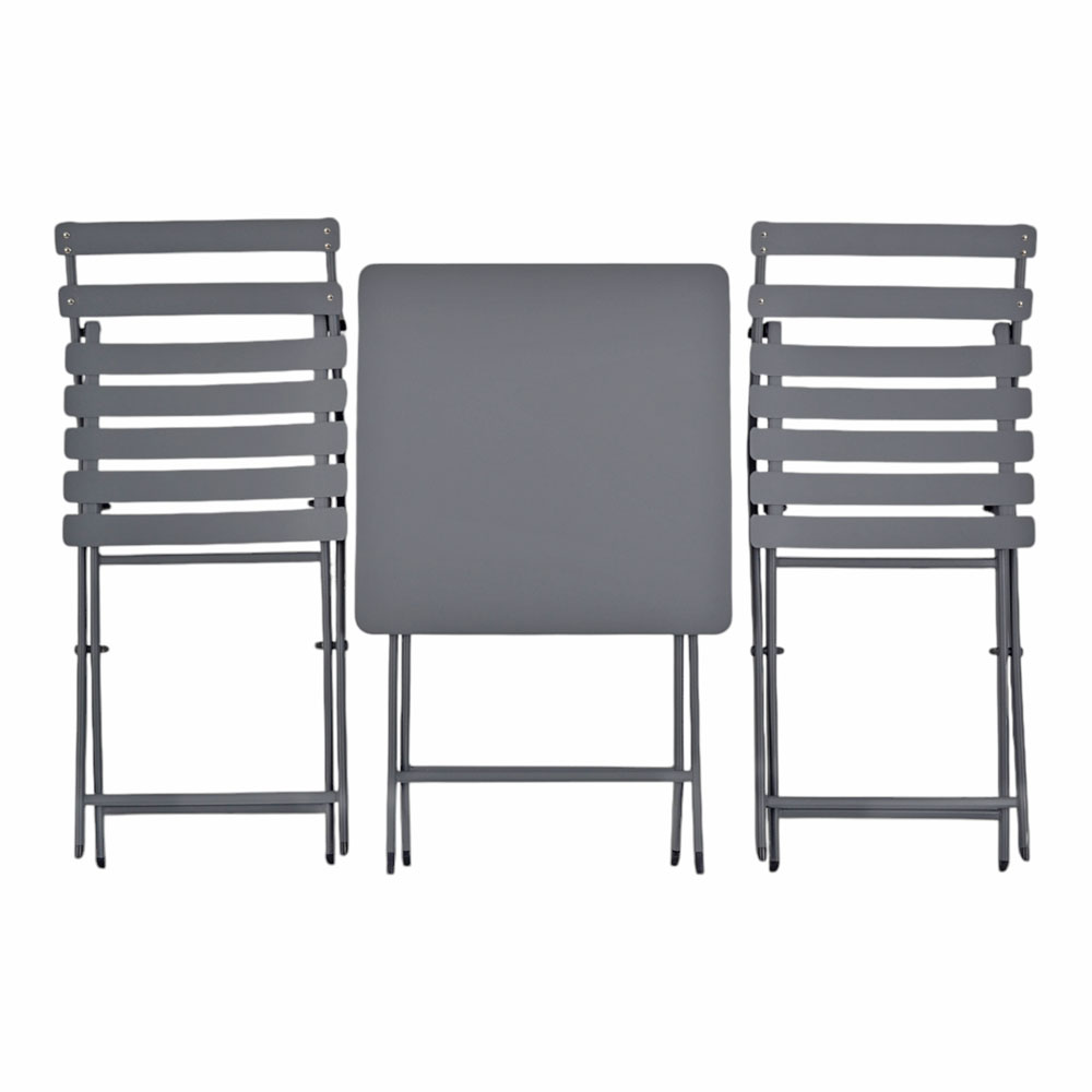 Σετ πτυσσόμενο 3τμχ από μέταλλο σε χρώμα γκρι ματ 55x55x73