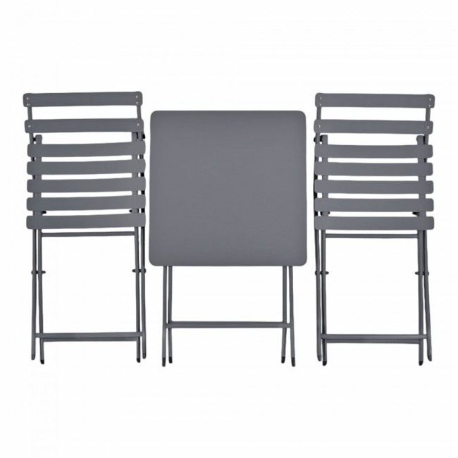 Σετ πτυσσόμενο 3τμχ από μέταλλο σε χρώμα γκρι ματ 55x55x73