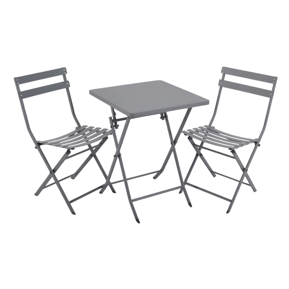 Σετ πτυσσόμενο 3τμχ από μέταλλο σε χρώμα γκρι ματ 55x55x73