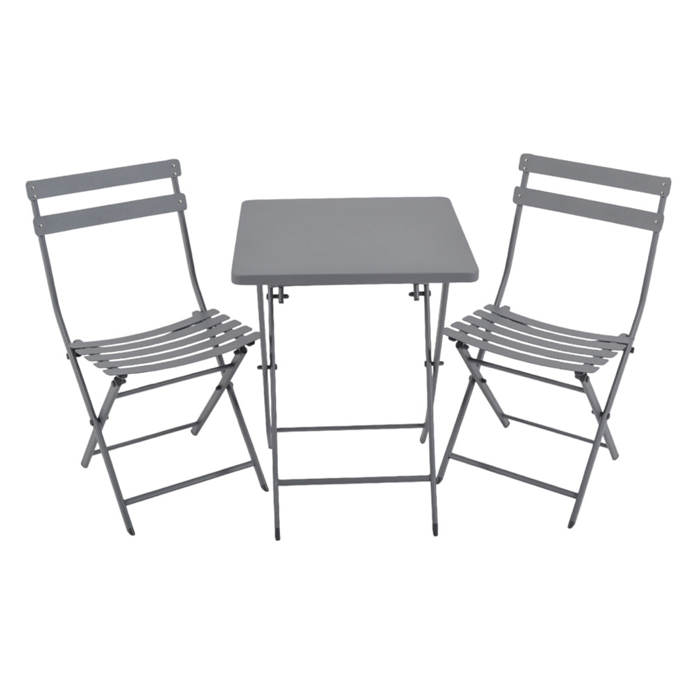 Σετ πτυσσόμενο 3τμχ από μέταλλο σε χρώμα γκρι ματ 55x55x73