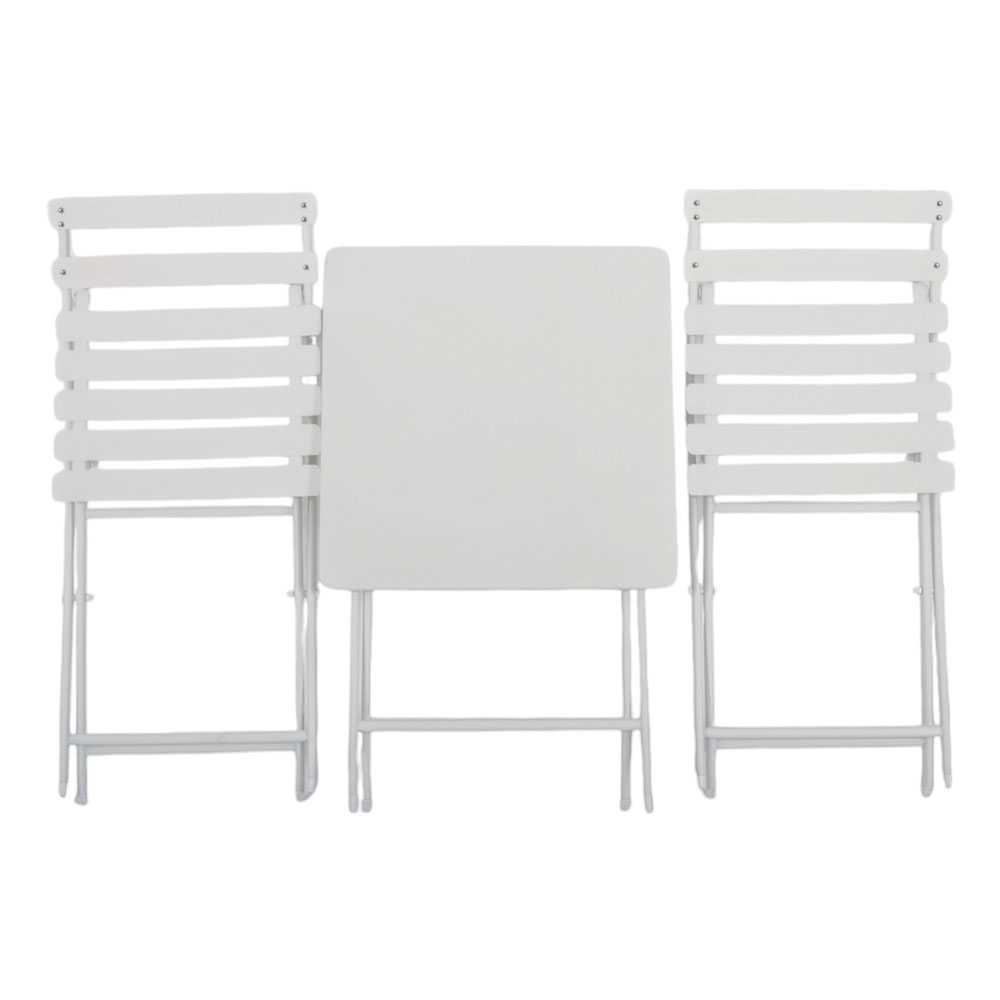 Σετ πτυσσόμενο 3τμχ από μέταλλο σε χρώμα εκρού ματ 55x55x73