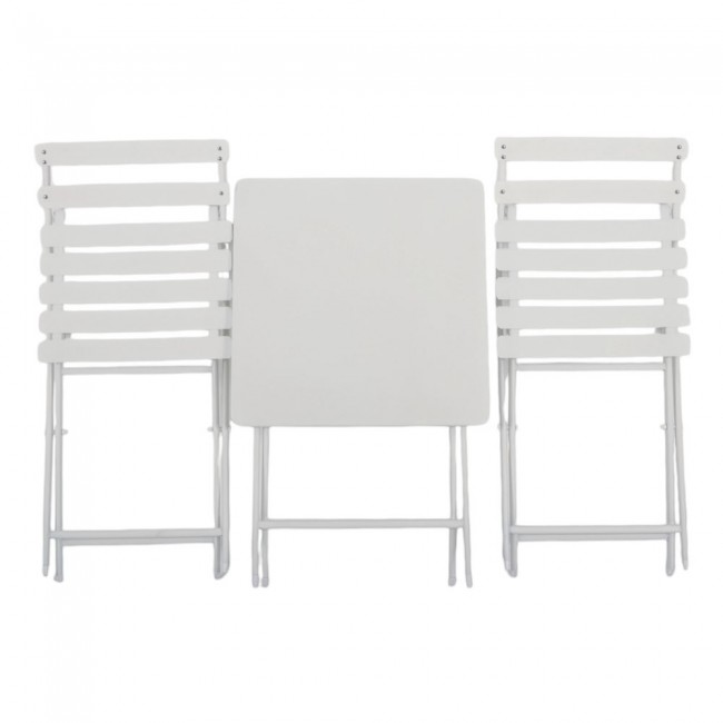 Σετ πτυσσόμενο 3τμχ από μέταλλο σε χρώμα εκρού ματ 55x55x73