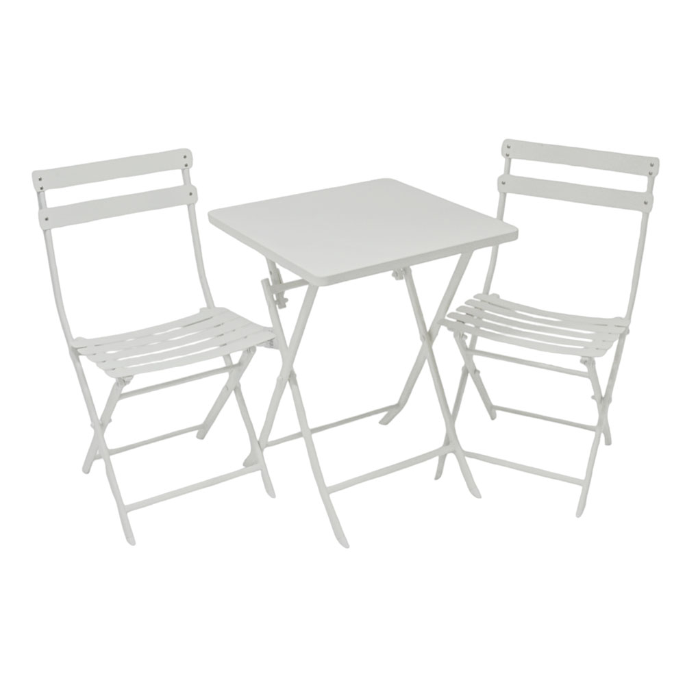 Σετ πτυσσόμενο 3τμχ από μέταλλο σε χρώμα εκρού ματ 55x55x73