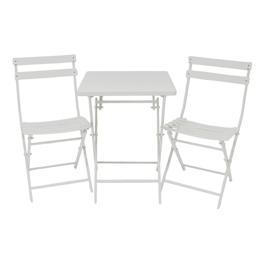 Σετ πτυσσόμενο 3τμχ από μέταλλο σε χρώμα εκρού ματ 55x55x73