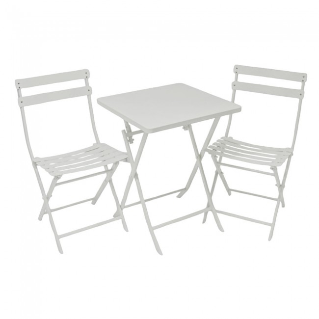 Σετ πτυσσόμενο 3τμχ από μέταλλο σε χρώμα εκρού ματ 55x55x73