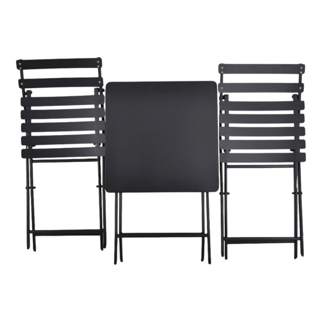 Σετ πτυσσόμενο 3τμχ από μέταλλο σε χρώμα μαύρο ματ 55x55x73