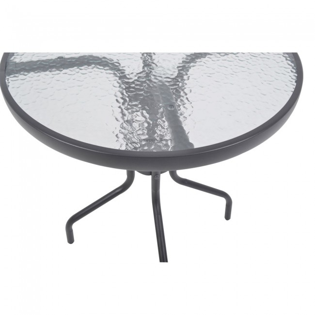 Τραπέζι στρογγυλό από μέταλλο/γυαλί σε χρώμα ανθρακί ματ Φ60x70