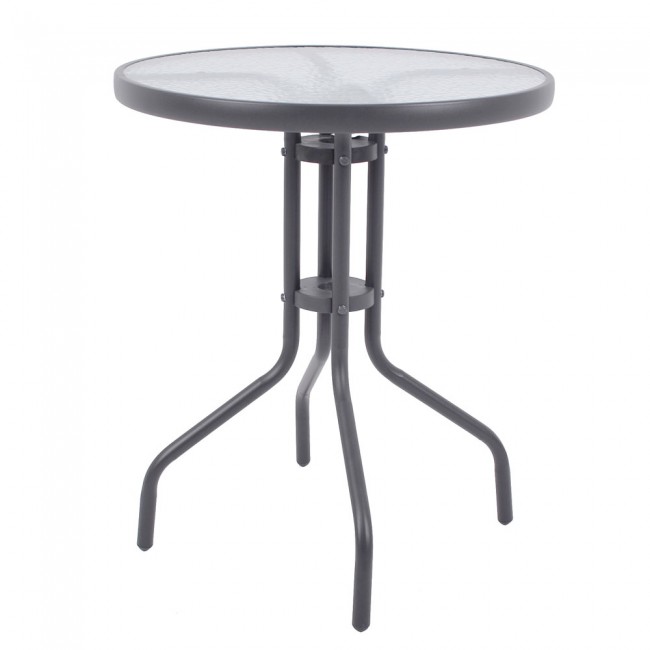 Τραπέζι στρογγυλό από μέταλλο/γυαλί σε χρώμα ανθρακί ματ Φ60x70