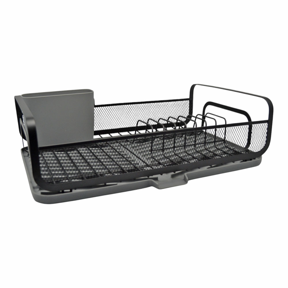 Πιατοθήκη από μέταλλο/πλαστικό σε χρώμα μαύρο/γκρι 43x28x14