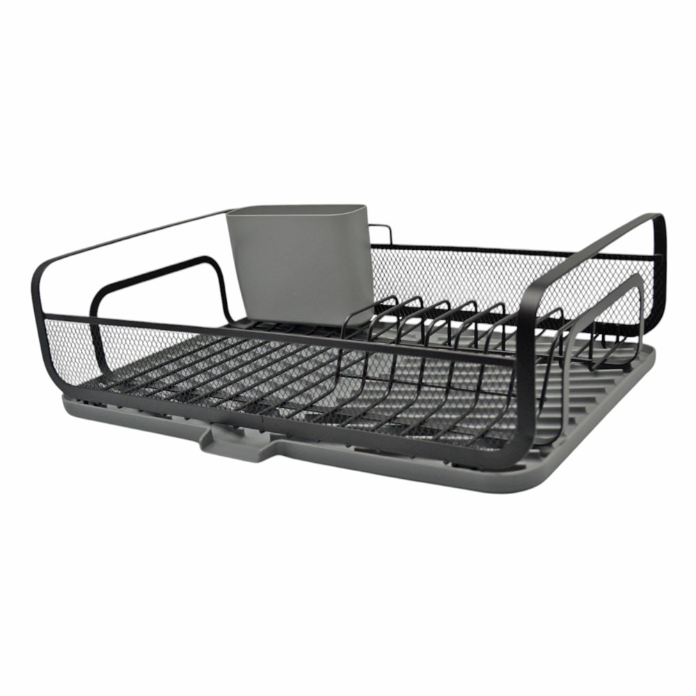 Πιατοθήκη από μέταλλο/πλαστικό σε χρώμα μαύρο/γκρι 43x28x14