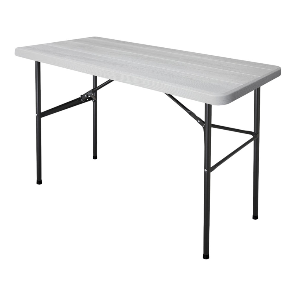 Τραπέζι αναδιπλούμενο από μέταλλο/πλαστικό σε χρώμα μαύρο/λευκό με όψη ξύλου 122x60x74