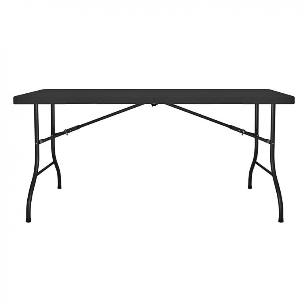 Τραπέζι πτυσσόμενο-βαλίτσα από μέταλλο/πλαστικό σε χρώμα μαύρο 152x70x74