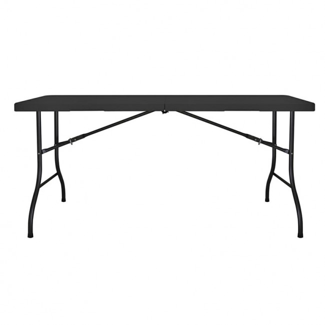 Τραπέζι πτυσσόμενο-βαλίτσα από μέταλλο/πλαστικό σε χρώμα μαύρο 152x70x74
