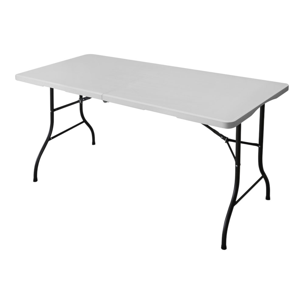 Τραπέζι πτυσσόμενο-βαλίτσα από μέταλλο/πλαστικό σε χρώμα μαύρο/λευκό 152x70x74