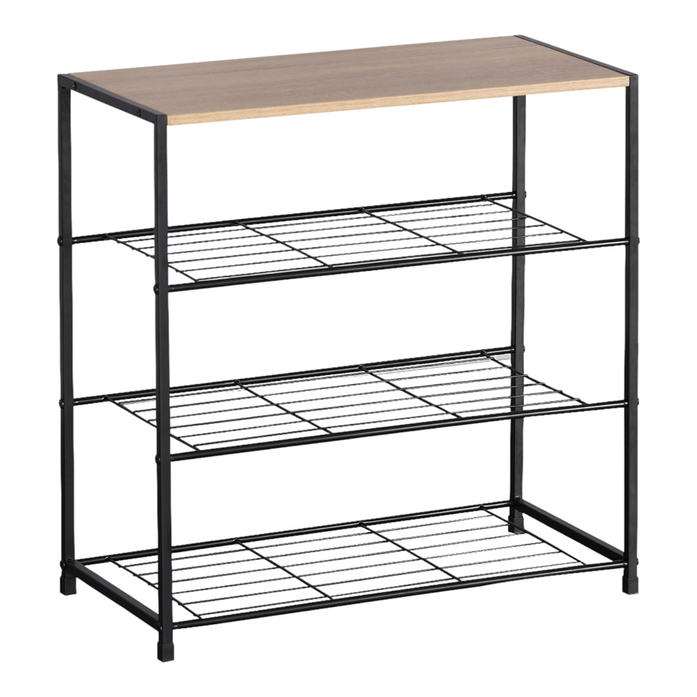 Παπουτσοθήκη από ξύλο/μέταλλο σε χρώμα φυσικό/μαύρο 63x30x63