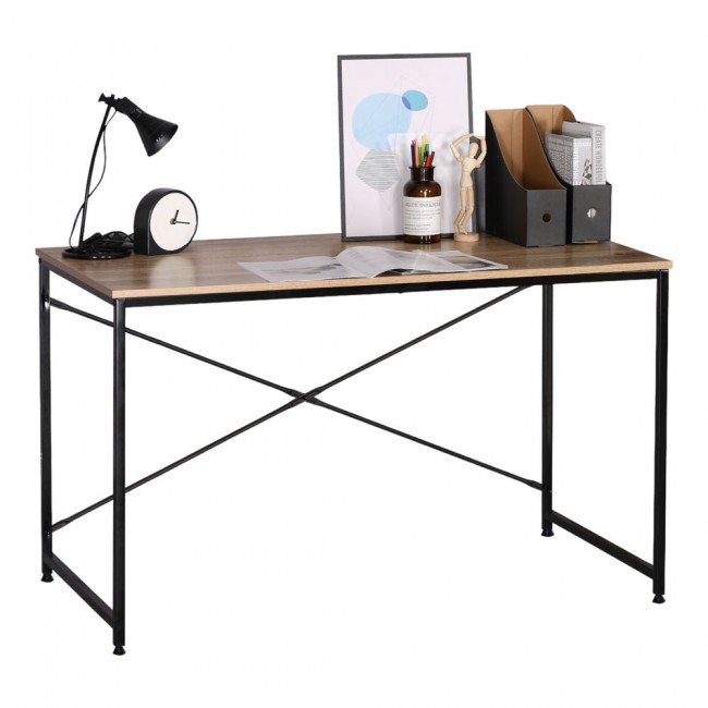 Γραφείο εργασίας από μέταλλο σε χρώμα φυσικό/μαύρο 120x60x71