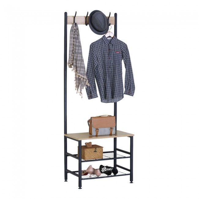 Έπιπλο εισόδου από ξύλο/μέταλλο σε χρώμα φυσικό/μαύρο 60x40x175