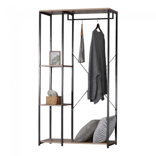 Έπιπλο εισόδου από ξύλο/μέταλλο σε χρώμα φυσικό/μαύρο 90x40x167