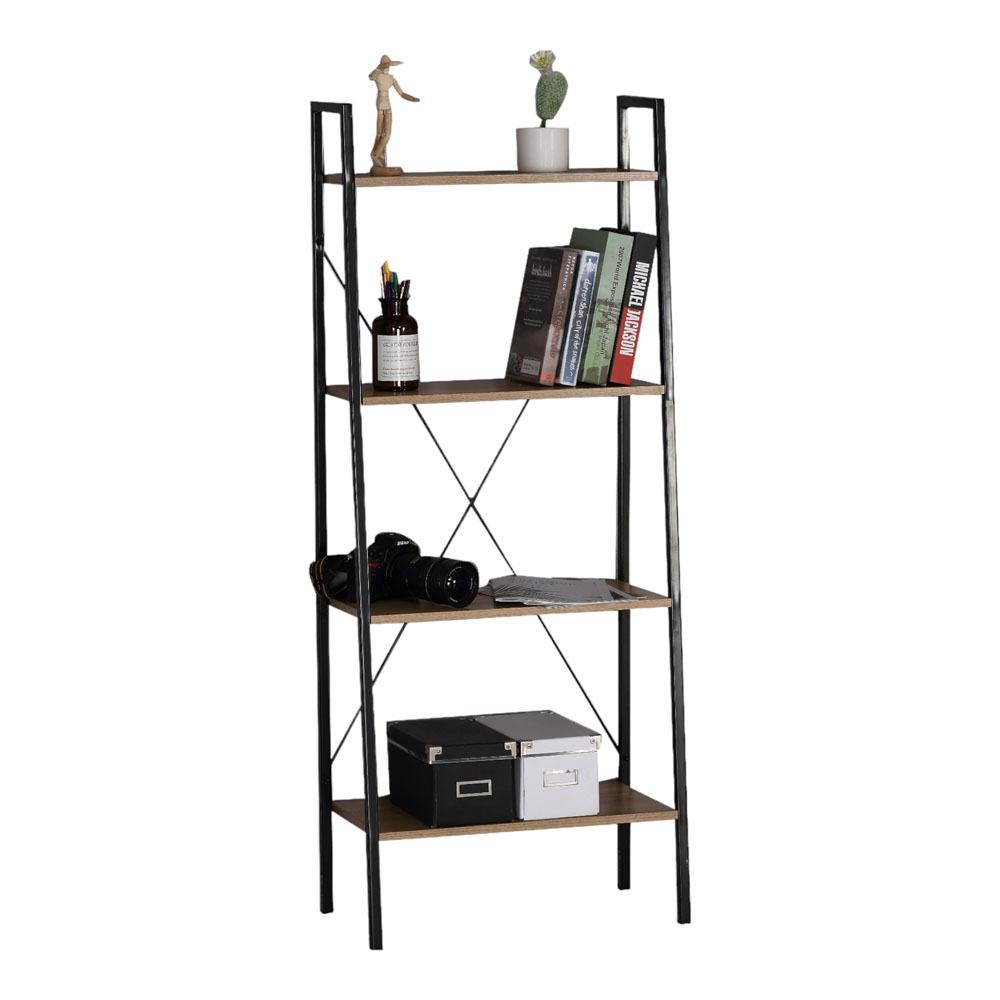 Βιβλιοθήκη από μέταλλο σε χρώμα φυσικό/μαύρο 60x32x148