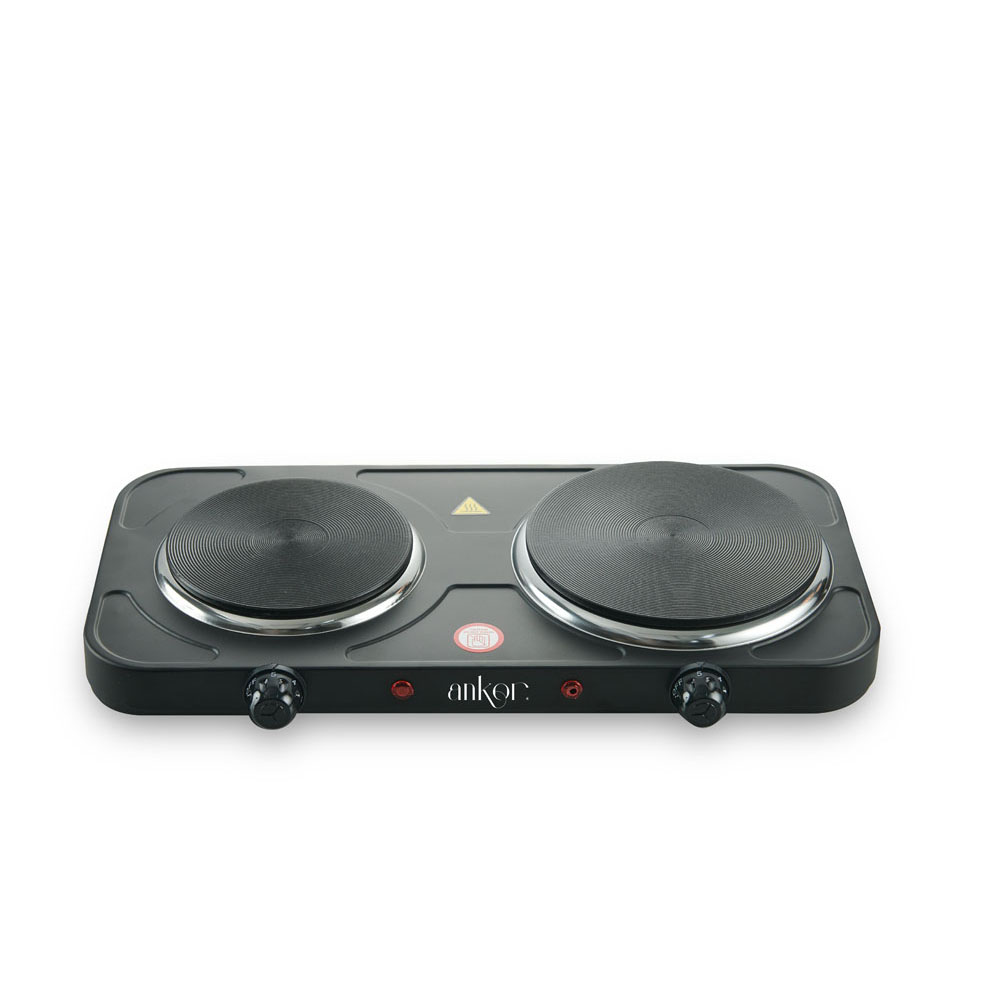 Εστία ηλεκτρική 2 θέσεων εμαγιέ σε χρώμα μαύρο ματ 1000W & 1500W