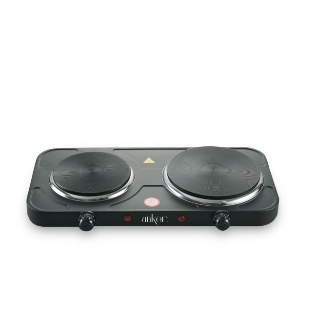 Εστία ηλεκτρική 2 θέσεων εμαγιέ σε χρώμα μαύρο ματ 1000W & 1500W