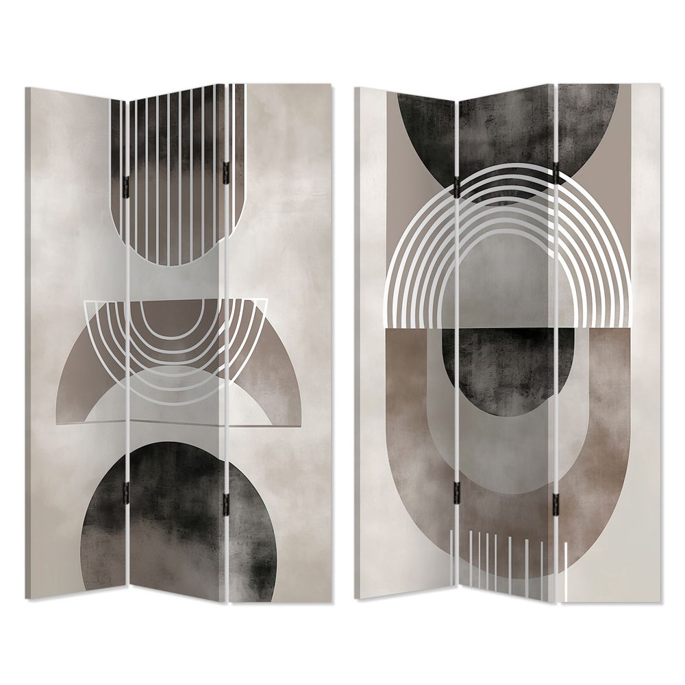 Παραβάν τριπλό σε καμβά με γεωμετρικά σχέδια 120x2.5x180