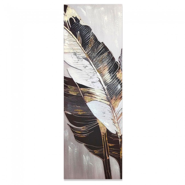 Πίνακας ελαιογραφία σε καμβά με φύλλα 30x90