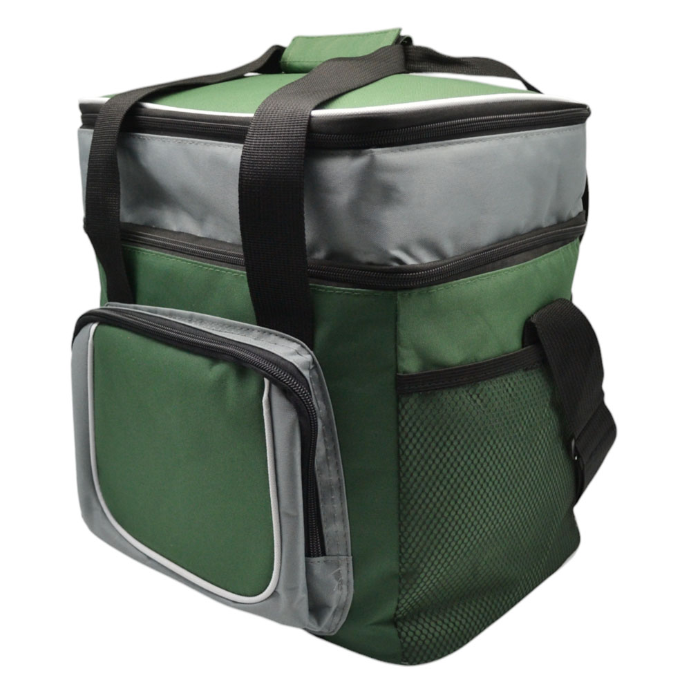Ισοθερμική τσάντα από ύφασμα σε χρώμα σκούρο πράσινο/γκρι 22lt 30x22x34