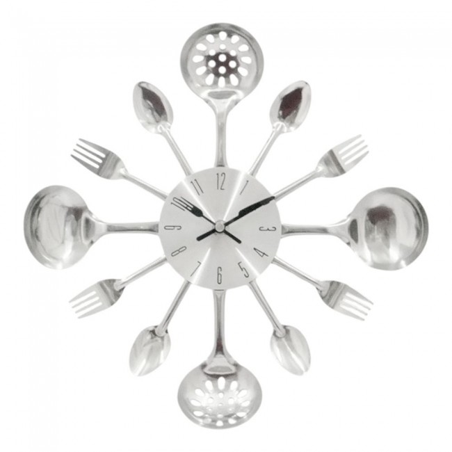 Ρολόι τοίχου μεταλλικό σε χρώμα ασημί 43x43x4