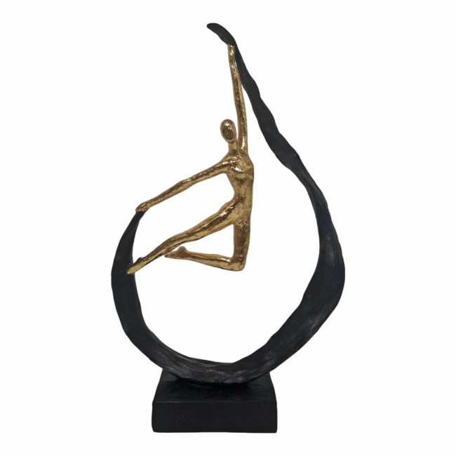 Διακοσμητική φιγούρα πολυεστερική σε χρώμα μαύρο/χρυσό 25.4x9x41.4