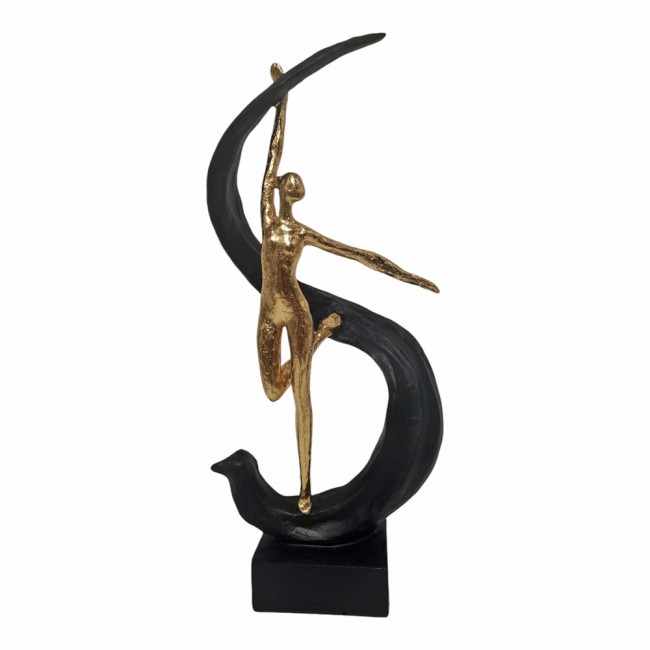 Διακοσμητική φιγούρα πολυεστερική σε χρώμα μαύρο/χρυσό 16.4x9.8x39.4