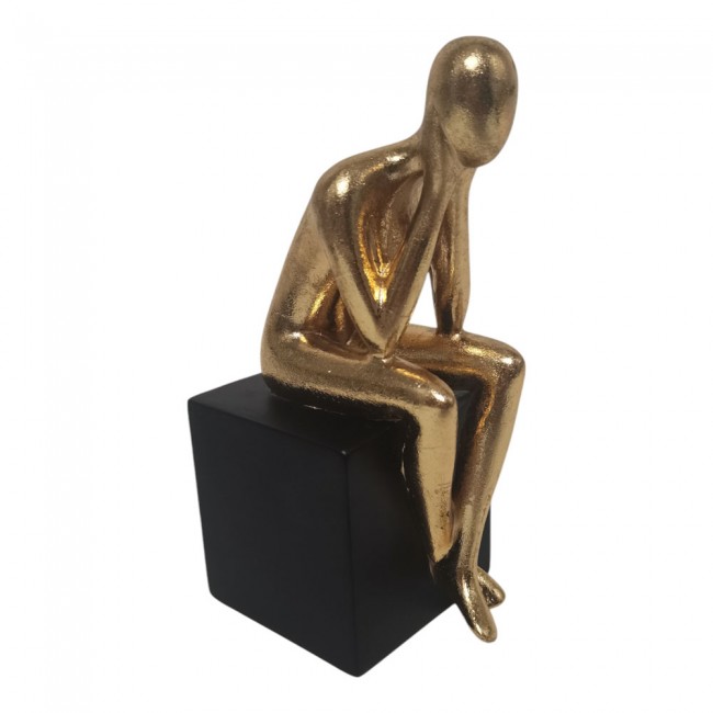 Διακοσμητική φιγούρα πολυεστερική σε χρώμα μαύρο/χρυσό 11.7x7.4x19.2
