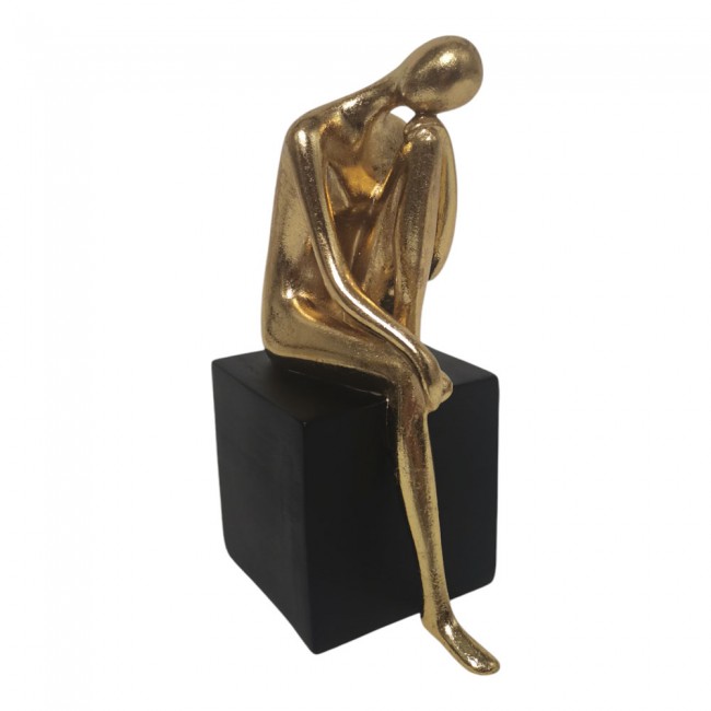Διακοσμητική φιγούρα πολυεστερική σε χρώμα μαύρο/χρυσό 11.7x7.4x19.2